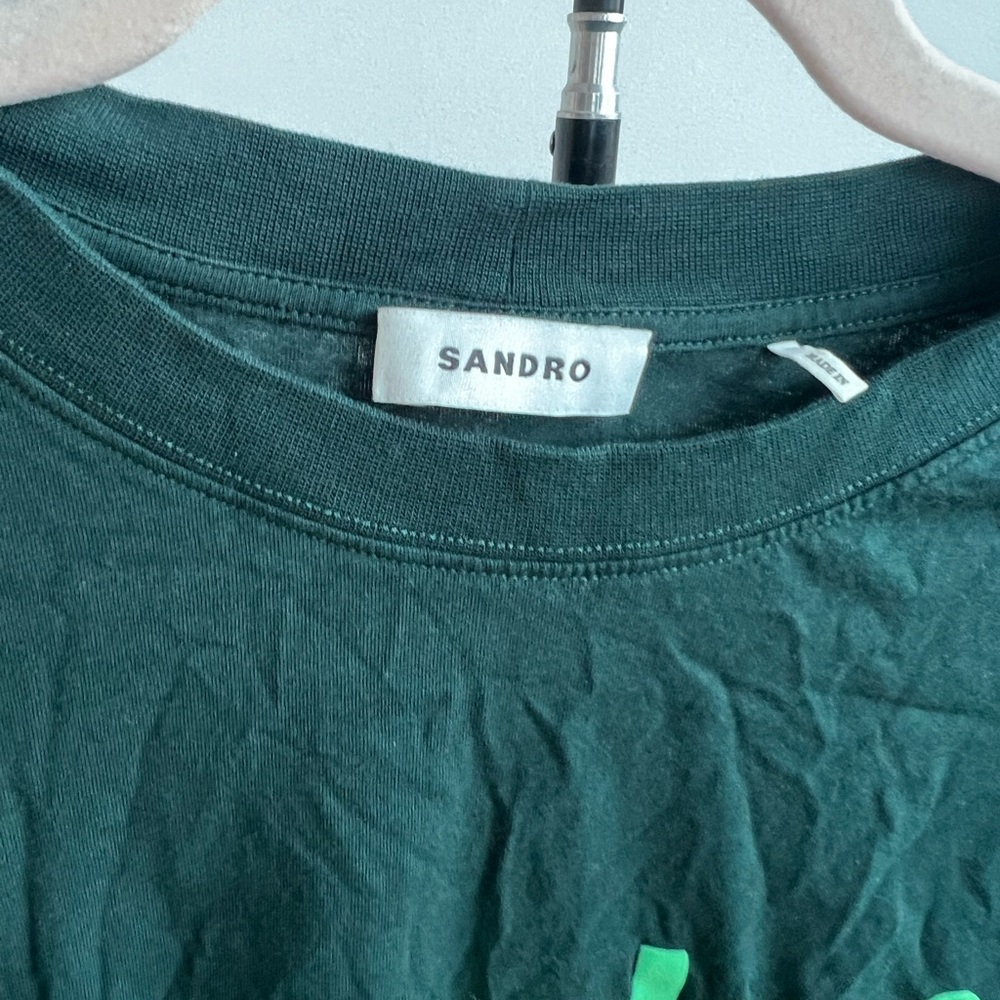 Sandro - T-Shirt - Cotton Green Plain for Men